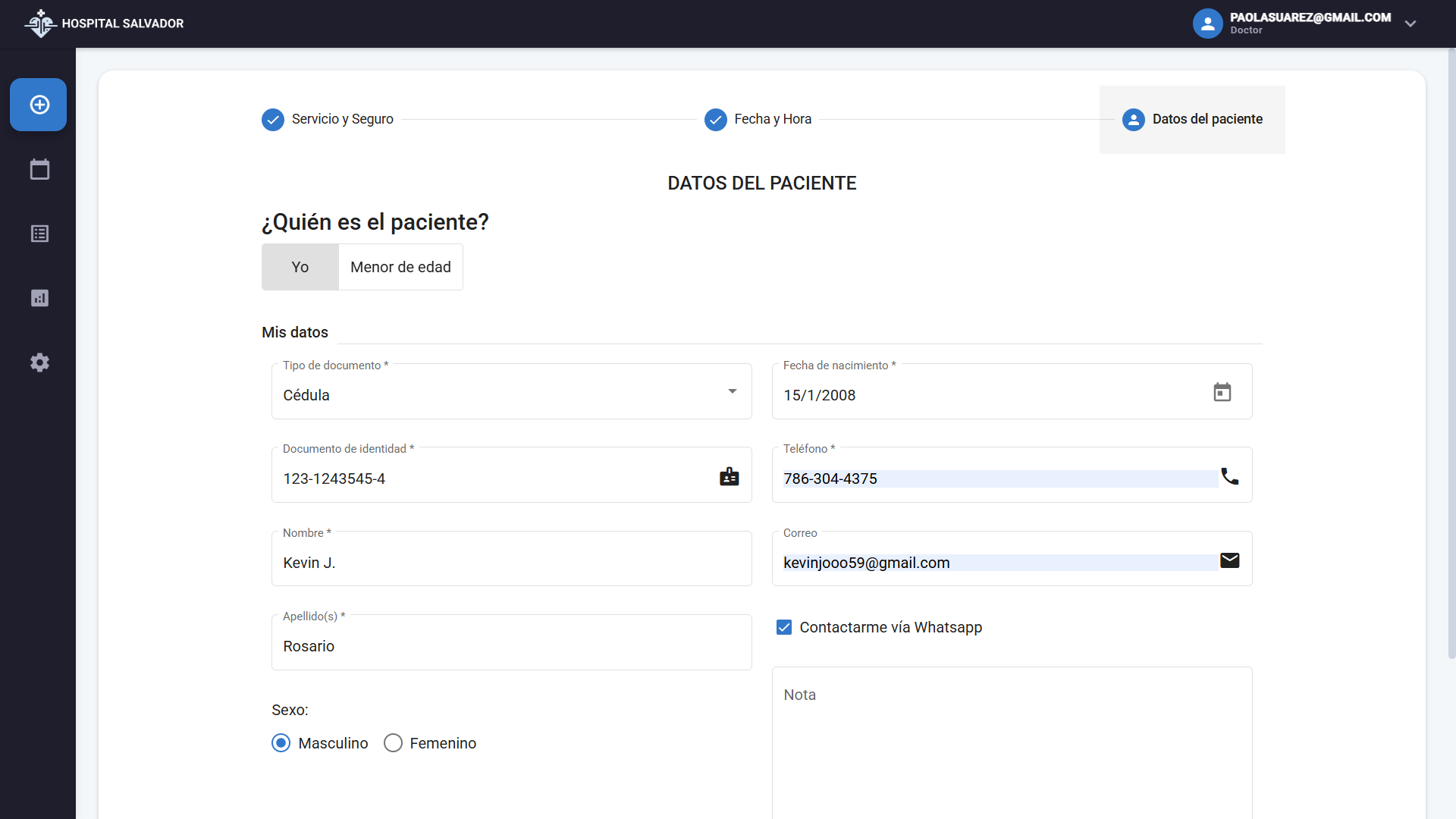 Centro Médico Doctor - Create Appointment 3